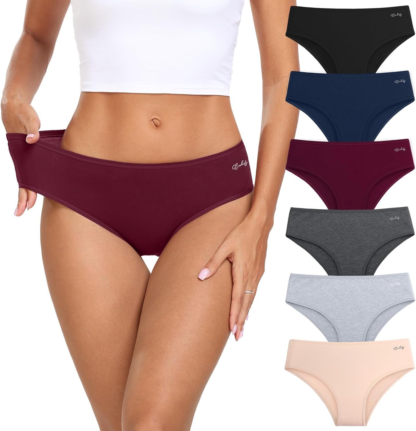 coskefy Women’s Underwear Cotton Hipster Panties Low Rise Briefs Soft Strench Breathable Ladies Bikini Underwear 6 Pack