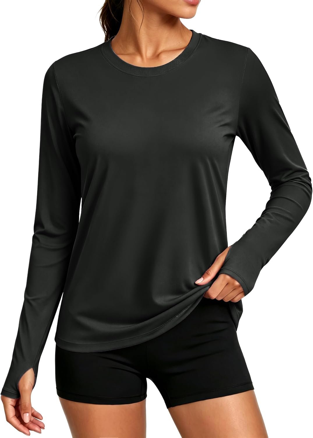 MAGCOMSEN Women’s Long Sleeve Rash Guard Tshirts UPF 80+ Quick Dry Sun Shirts Swim Running Workout Tops with Thumb Holes