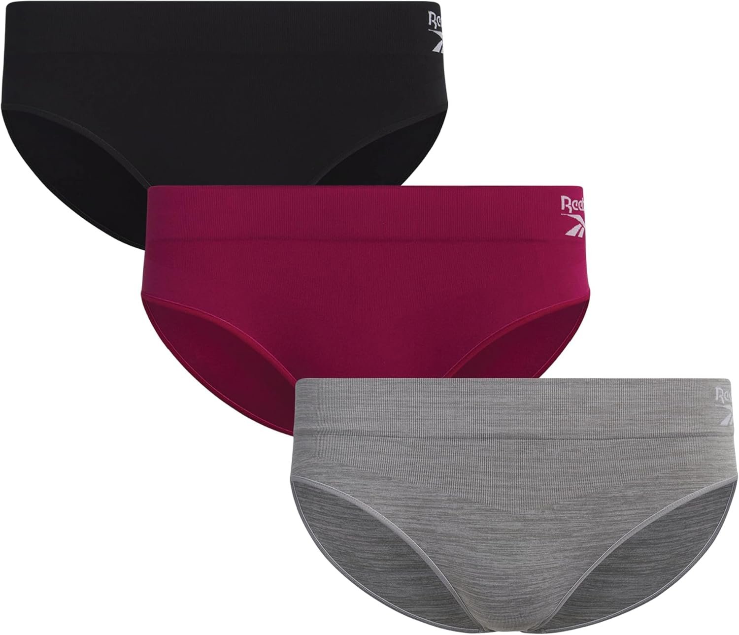 Reebok Womens Bikini Underwear – 3 Pack Soft Stretch Performance Tag Free Briefs Bikini Panties Seamless Underwear for Women