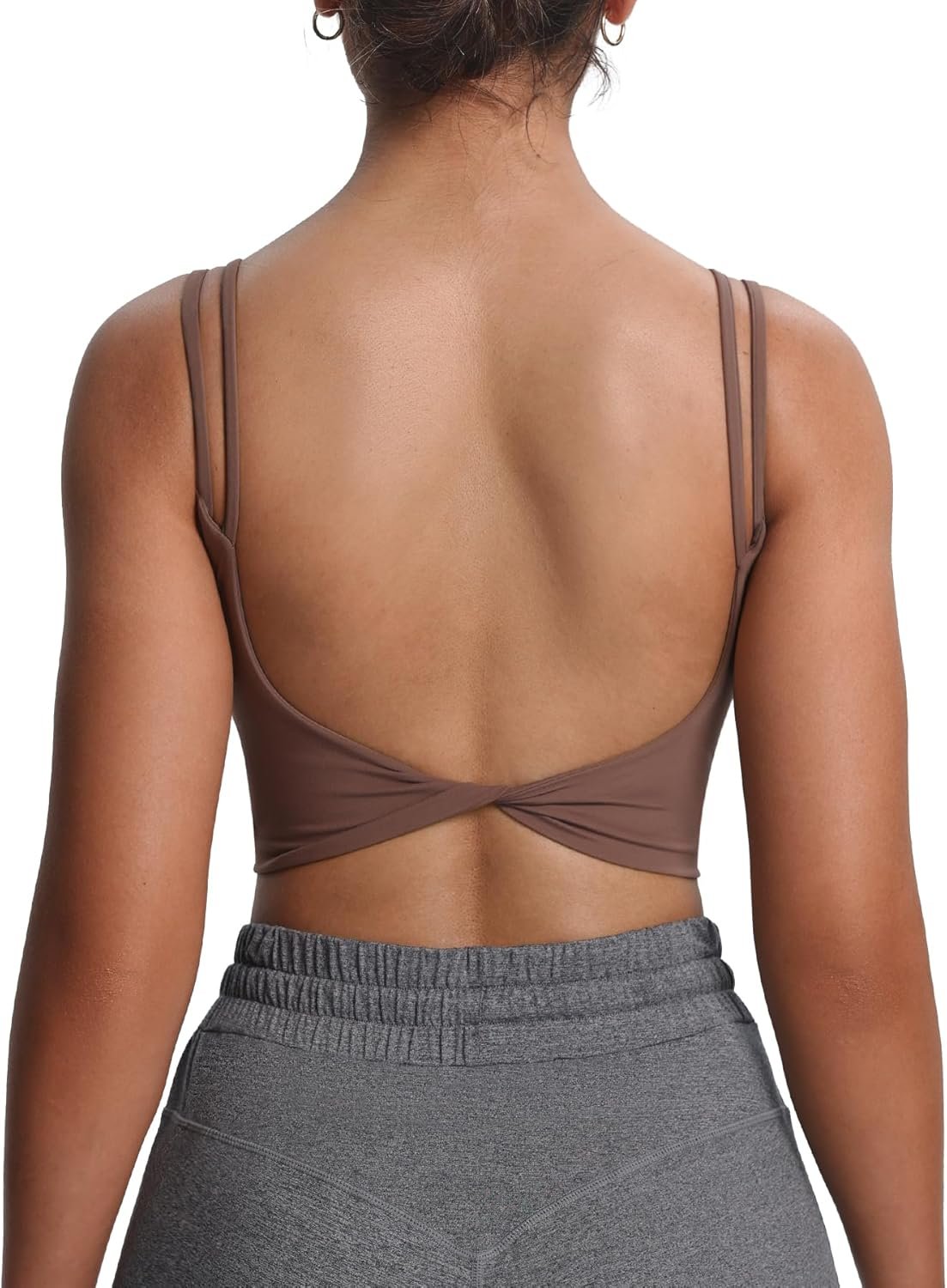 Aoxjox Women’s Workout Sports Bras Fitness Yoga Crop Tank Metamorph Twist Back Cami
