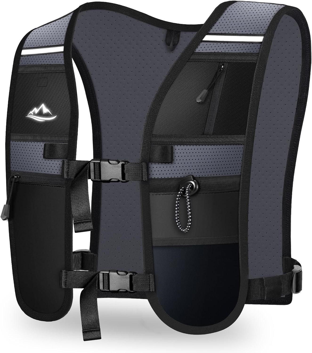 Running Vest for Women Men, Lightweight Breathable Hydration Vest with Large Compartment, Reflective Running Hydration Vest, Running Water Vest for Hiking Cycling Marathon Trail Jogging Race