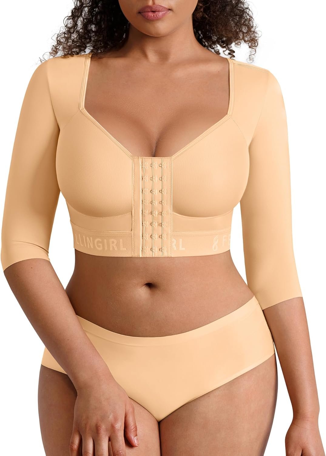 FeelinGirl Arm Compression Sleeve Women Upper Arm Shaper Post Surgery Front Closure Shapewear Bra