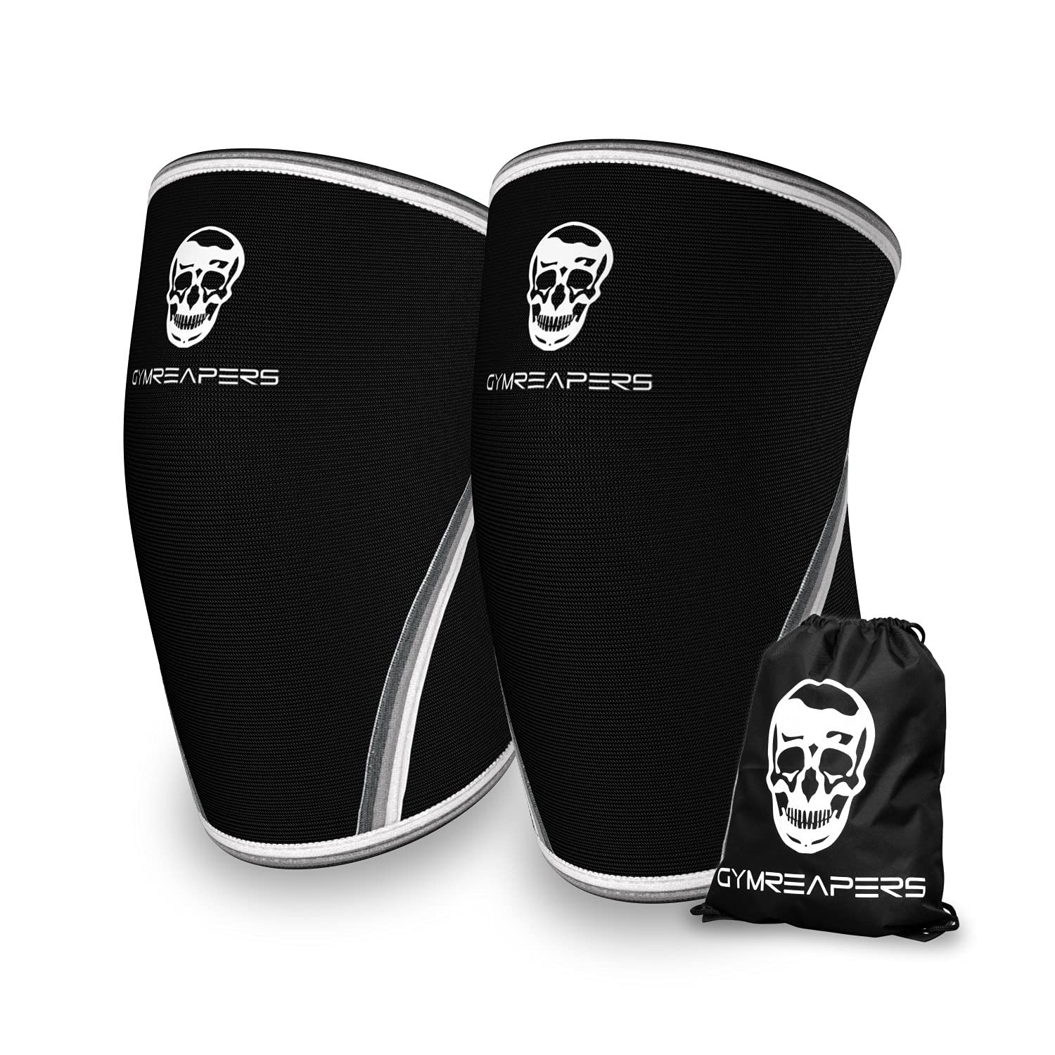 Gymreapers Knee Sleeves (1 Pair) With Gym Bag – IPF Approved – Knee Sleeve & Compression Brace for Squats, Fitness, Weightlifting, and Powerlifting 7MM Sleeve Pair – For Men & Women (Large)