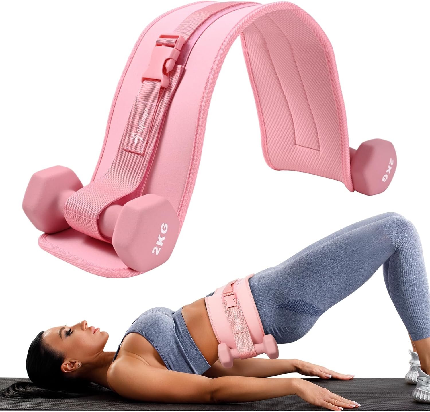 Exercise Hip Thrust Belt – Dumbbell Hip Thrust Belt, Thicken & Widen, Comfortable for Dumbbells, Kettlebells or Plates, Slip Padding, Gym or Home Workouts