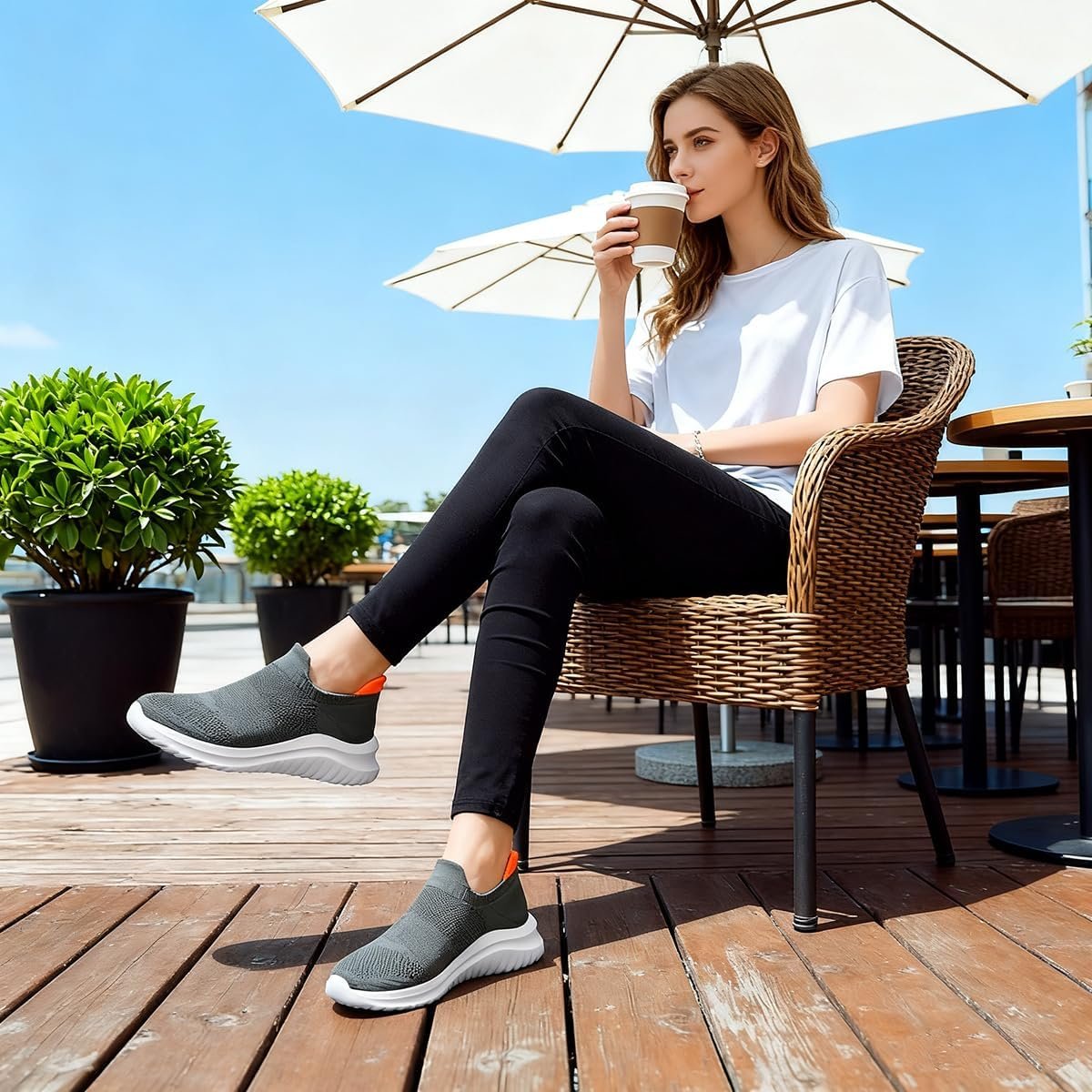 Slip On Sneakers Women, Women’s Work Shoes Walking Shoes Tennis Knit Mesh Comfortable Casual Breathable Sneakers