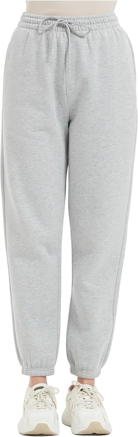 Tronjori Womens High Waisted Pull on Baggy Fleece Lined Sweatpants Fall Winter Athletic Joggers Lounge Trousers Cinch Bottom