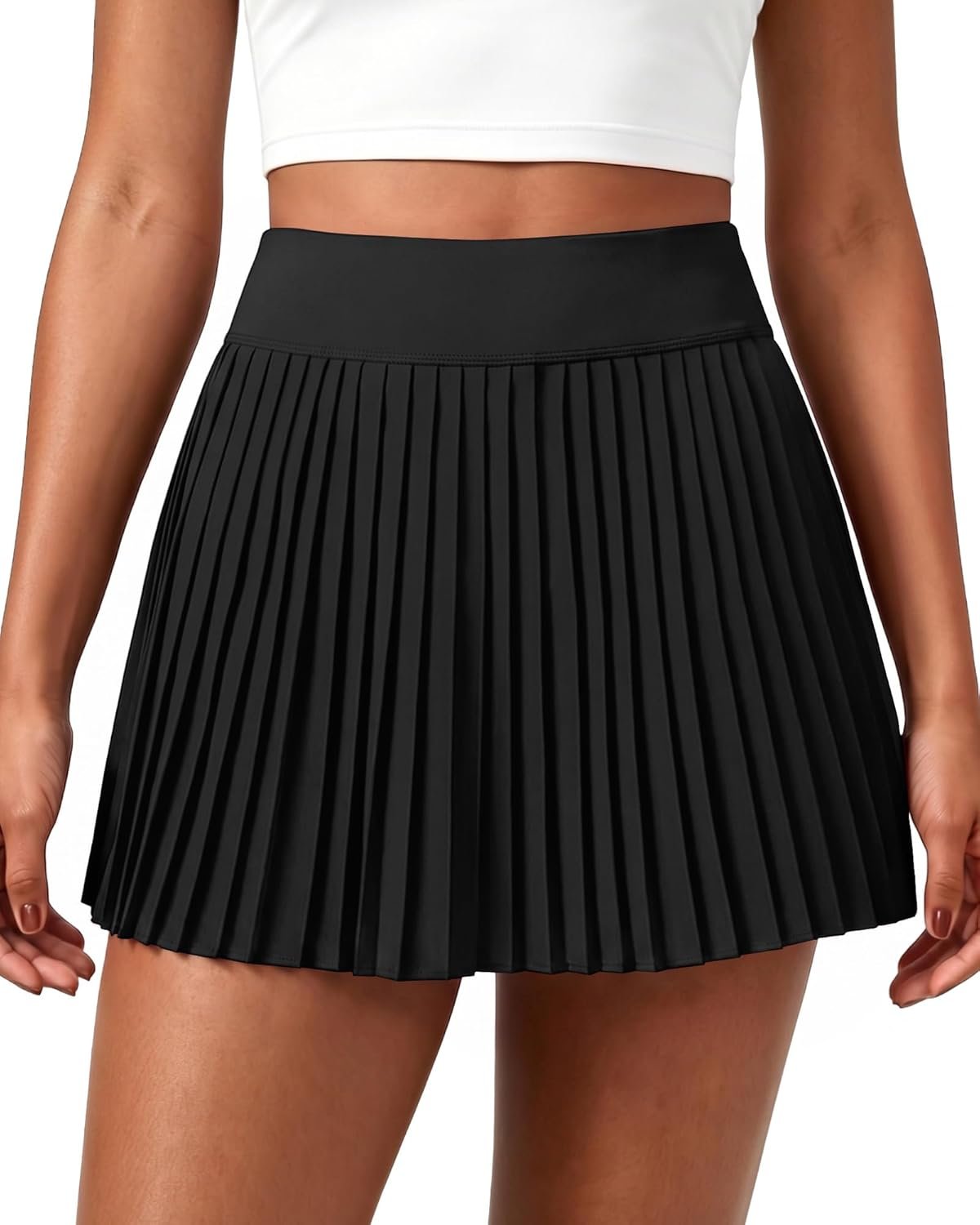 DLOODA Womens Pleated Tennis Skirts with Pocket Shorts High Waisted Skorts Lightweight Golf Skirt Flowy Athletic Skort