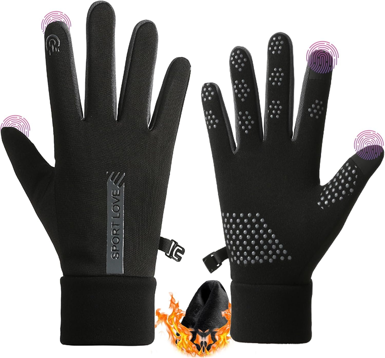 Lightweight Winter Running Gloves for Women Touchscreen Warm Polar-Fleece Liners Windproof Cycling Driving Non-Slip
