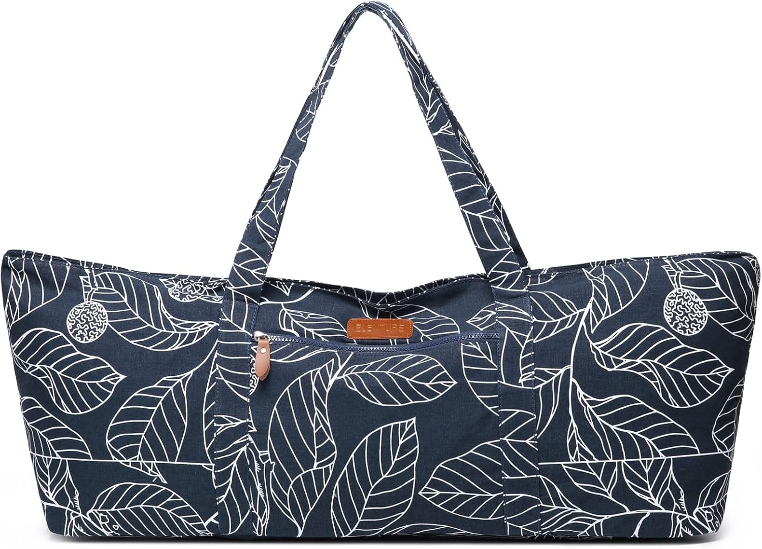 Large Yoga Mat Bag for Women Men, Travel Gym Bag for Pilates Office Beach Workout, Yoga Mat Tote Carrier with Mat Strap for 1/4″ 1/2″ Thick Exercise Yoga Mat