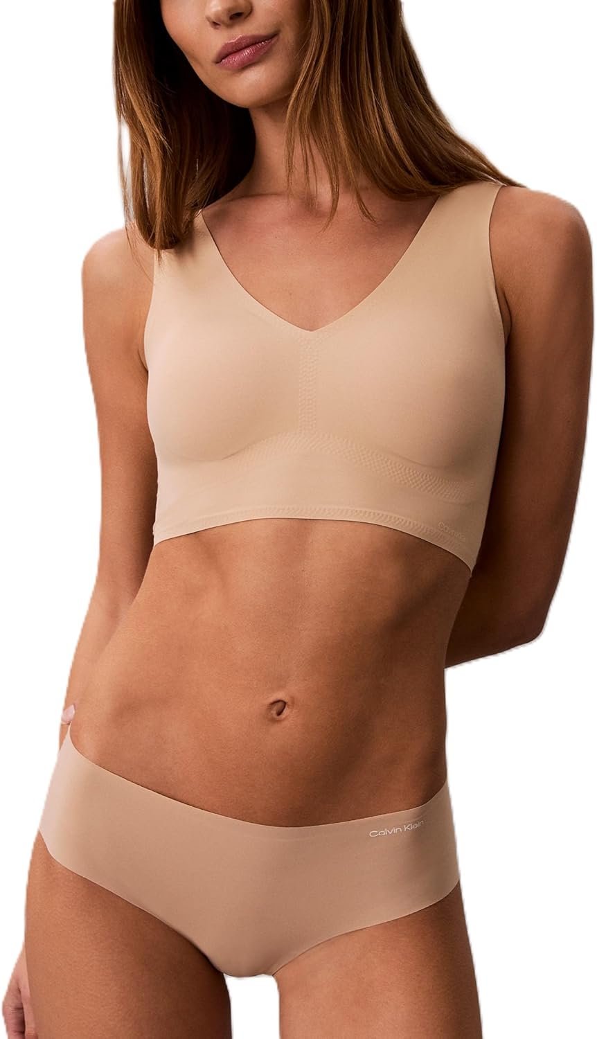 Calvin Klein Womens Invisibles Comfort Seamless Lightly Lined V Neck Bralette Bra