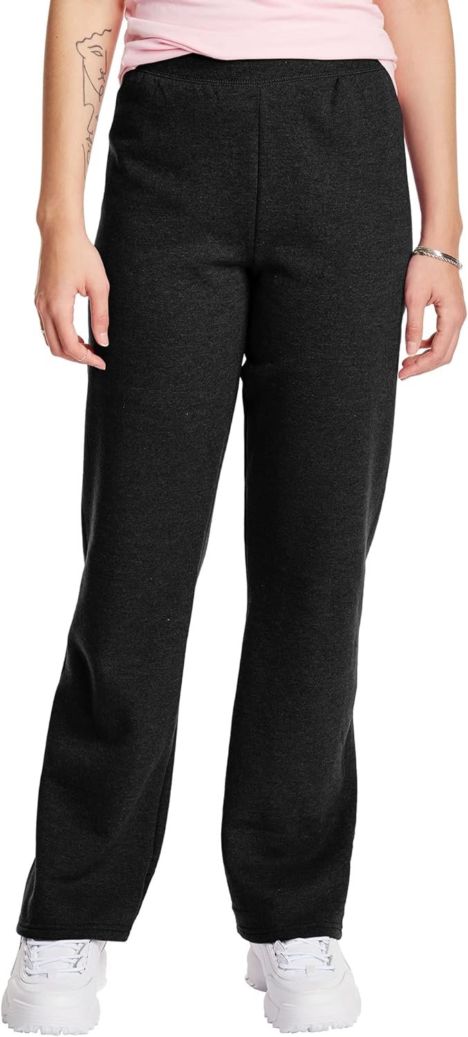 Hanes Women’s Sweatpants, EcoSmart Fleece Pants, Pocketless Open-Bottom Sweatpant, Regular & Petite