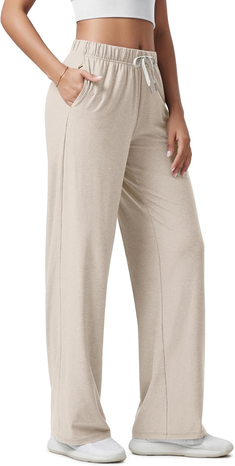ODODOS Women’s Straight Leg Pants Ultra Soft odSTRATUM Tech Relaxed Casual Pajama Lounge Pants with Pockets-27/29/31 Inseam