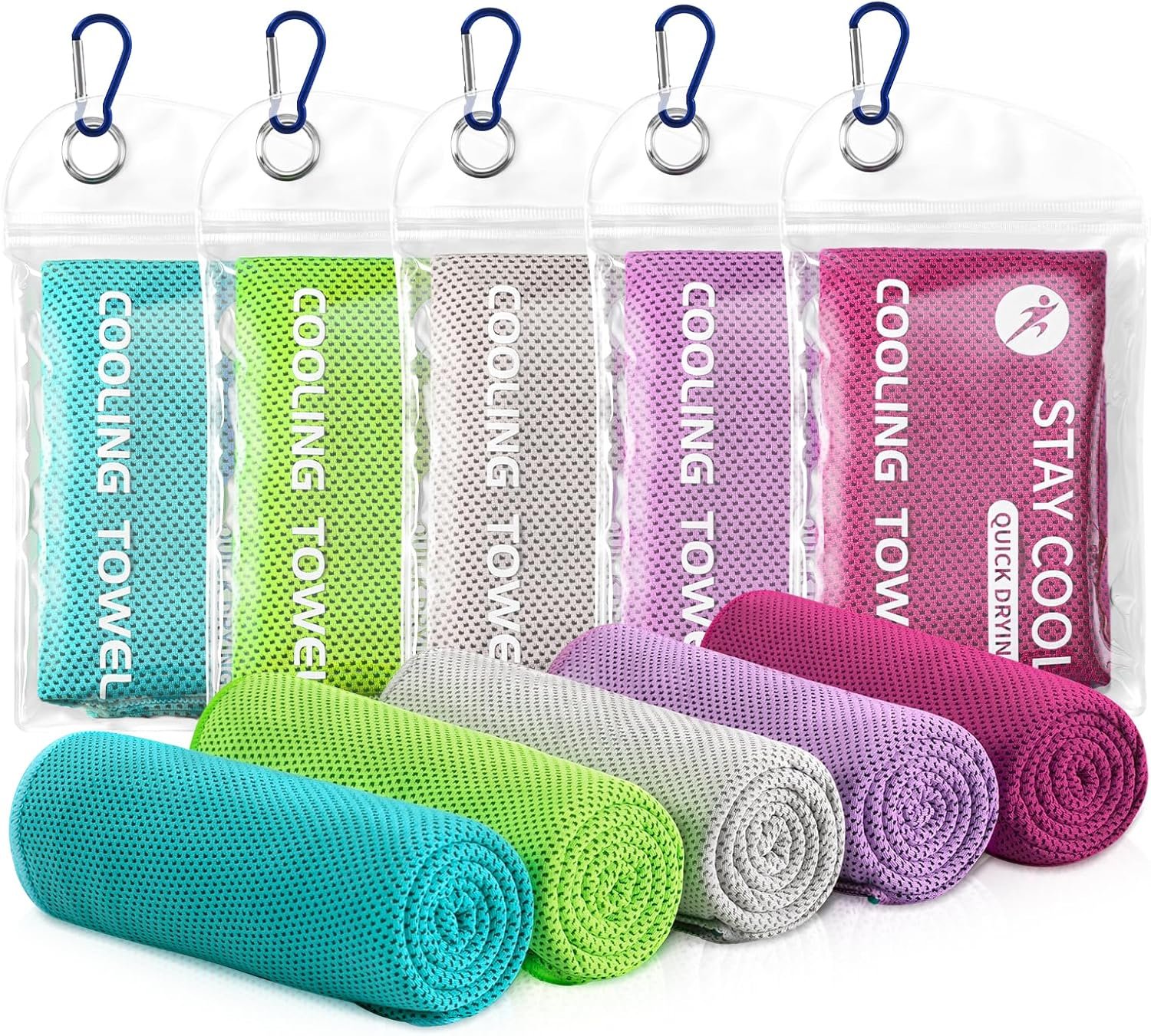 Cooling Towels – 5 Pack Gym Towels, Gym Towel for Working Out, Yoga Towel, Quick Dry Towel for Running, Camping, Fitness & More Activities