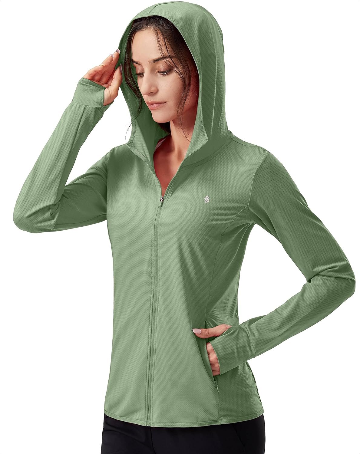 Soothfeel Women’s UPF 50+ Sun Protection Hoodie Jacket Lightweight Long Sleeve Sun Shirt for Women with Pocket Hiking Outdoor