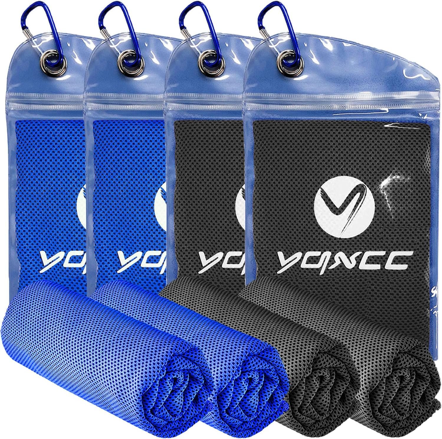 YQXCC Cooling Towels | 4 Pack 40″x12″ | Cool Cold for Neck | Microfiber Soft Breathable Chilly | for Yoga, Golf, Gym, Camping, Running, Workout & More Activities