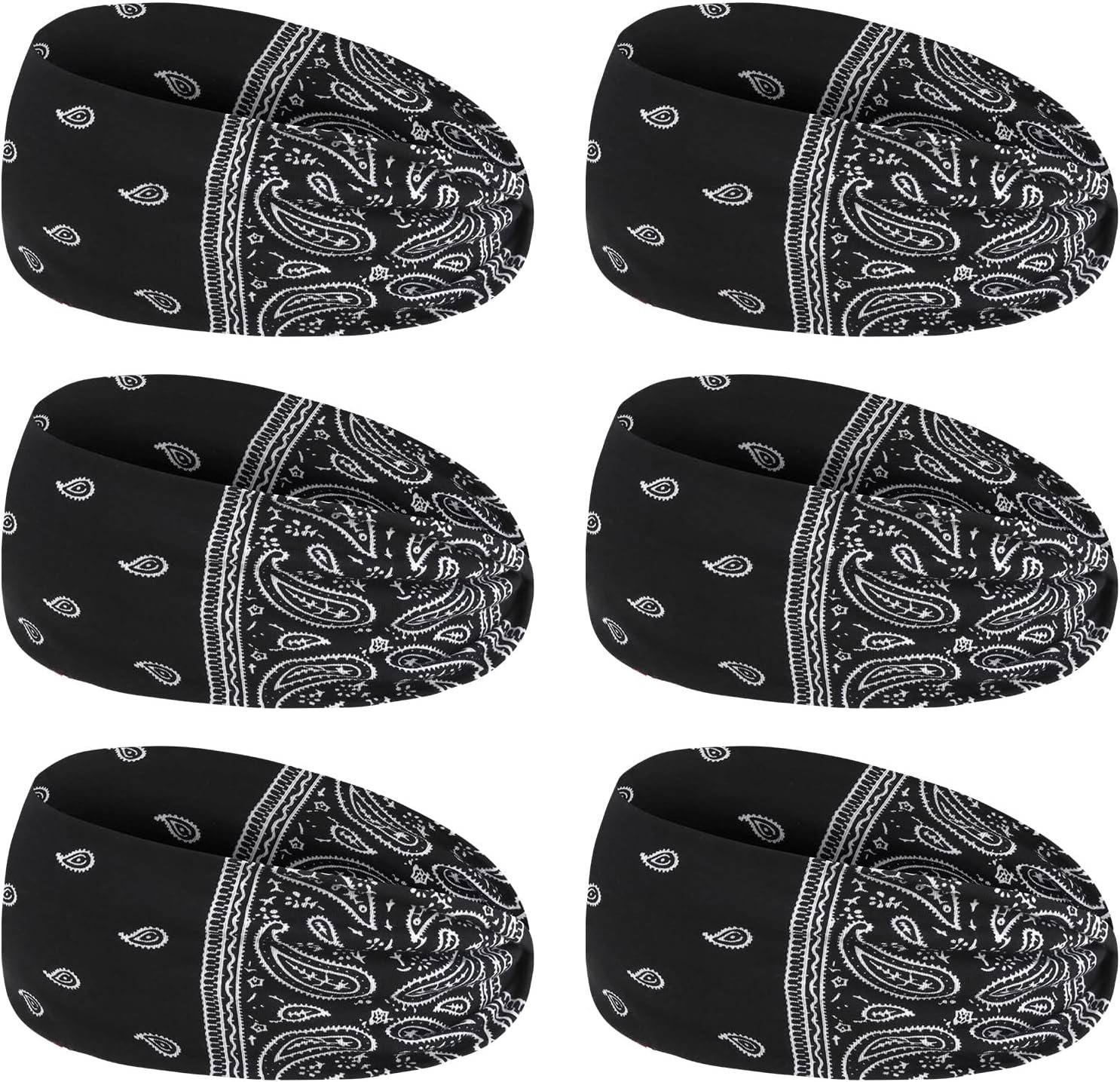 YARIEW 6Pcs Headbands Paisley Bandanas Head Bands Sweat Band Hair Wrap Headwrap Fashion Boho Wide Thick Workout Yoga Elastic Headbands Mens Cooling Running Sports Headband Sweatbands for Women and Men