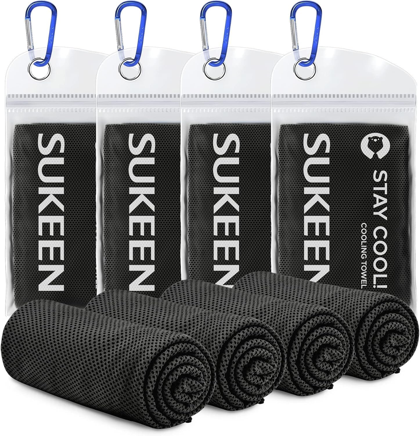 Sukeen [4 Pack Cooling Towel (40″x12″), Soft Breathable Chilly Microfiber Towel for Yoga,Sport,Running,Gym,Workout,Camping,Fitness,Workout & More Activities