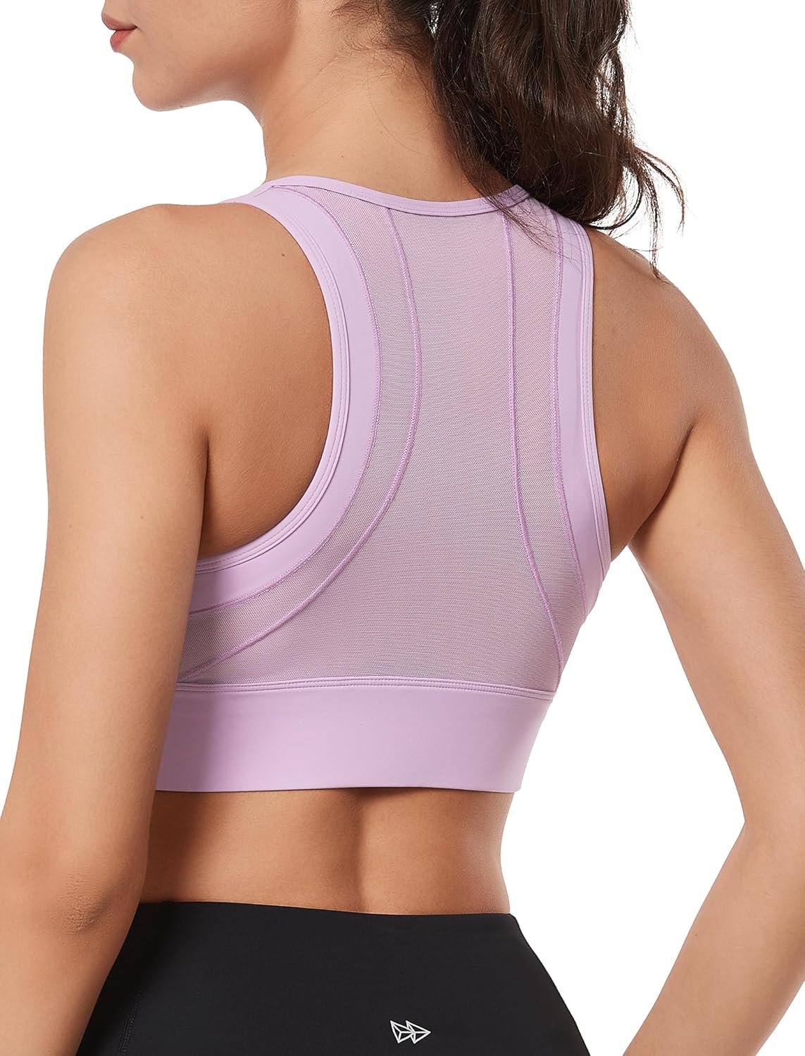 Yvette Sports Bras Zipper Front Closure High Impact Support, Mesh Racerback Running Sports Bra with Sewn in Pads Wokout Gym
