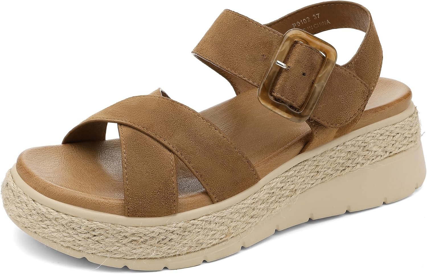UBFEN Womens Espadrille Platform Sandals Low Wedge Heel – Orthopedic Arch Support, Cushion Insole, Comfortable Dressy Buckle Sandals for Walking and Vacation
