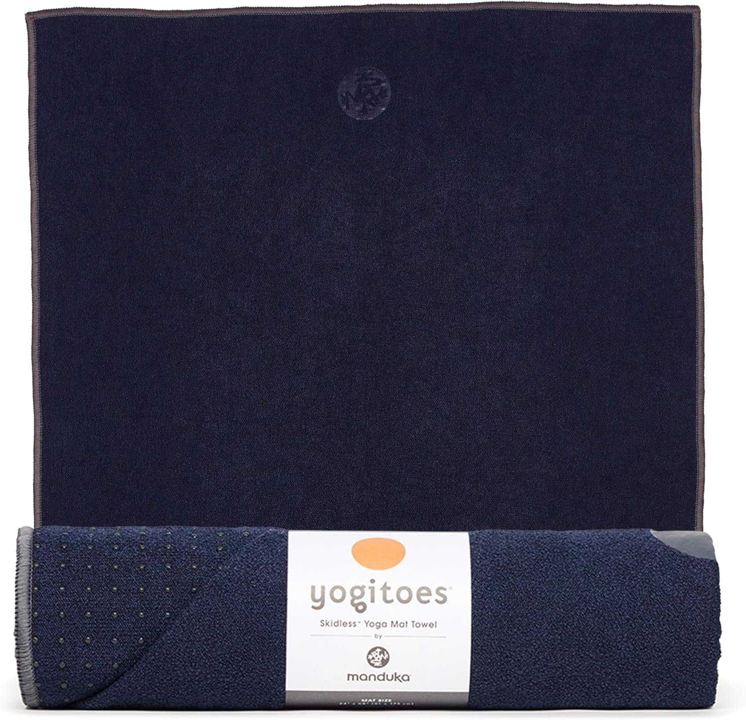 Manduka Yogitoes Yoga Mat Towel – Lightweight, Quick Drying Microfiber, Non Slip Skidless Technology, Use in Hot Yoga, Vinyasa and Power, 71″ x 24″, Midnight