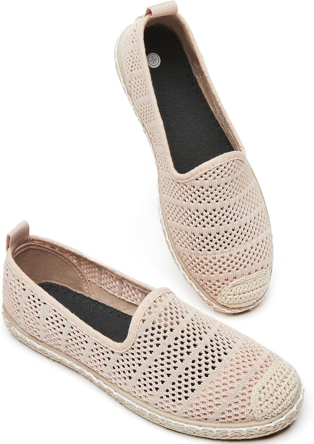 BABUDOG Women’s Breathable Mesh Flats Shoes, Soft Loafers Flats, White Slip on Shoes Loafer