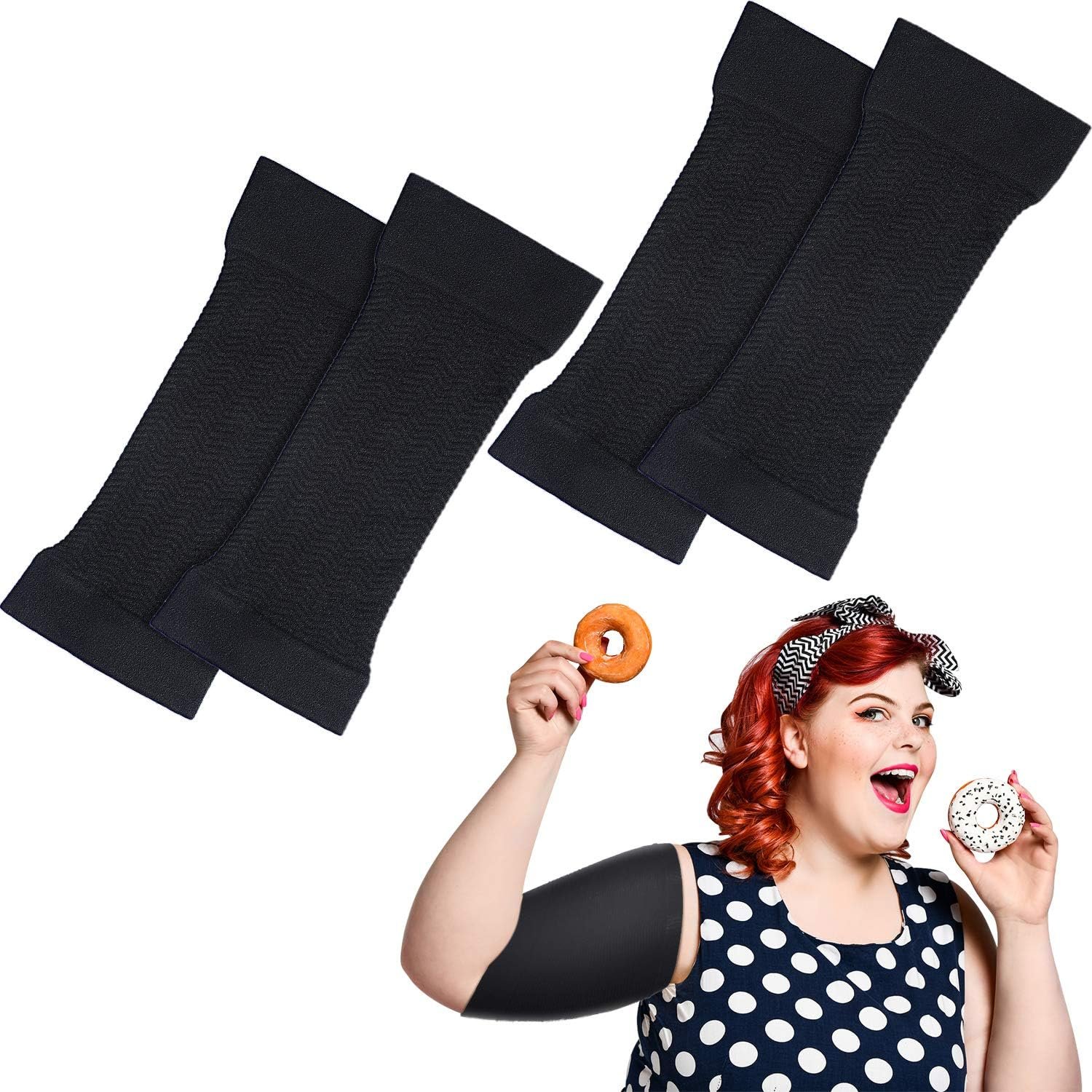 SATINIOR 2 Pairs Arm Shapers for Plus Size Women, Upper Arm Sleeves Wraps Slim Arm Compression Sleeve for Arms