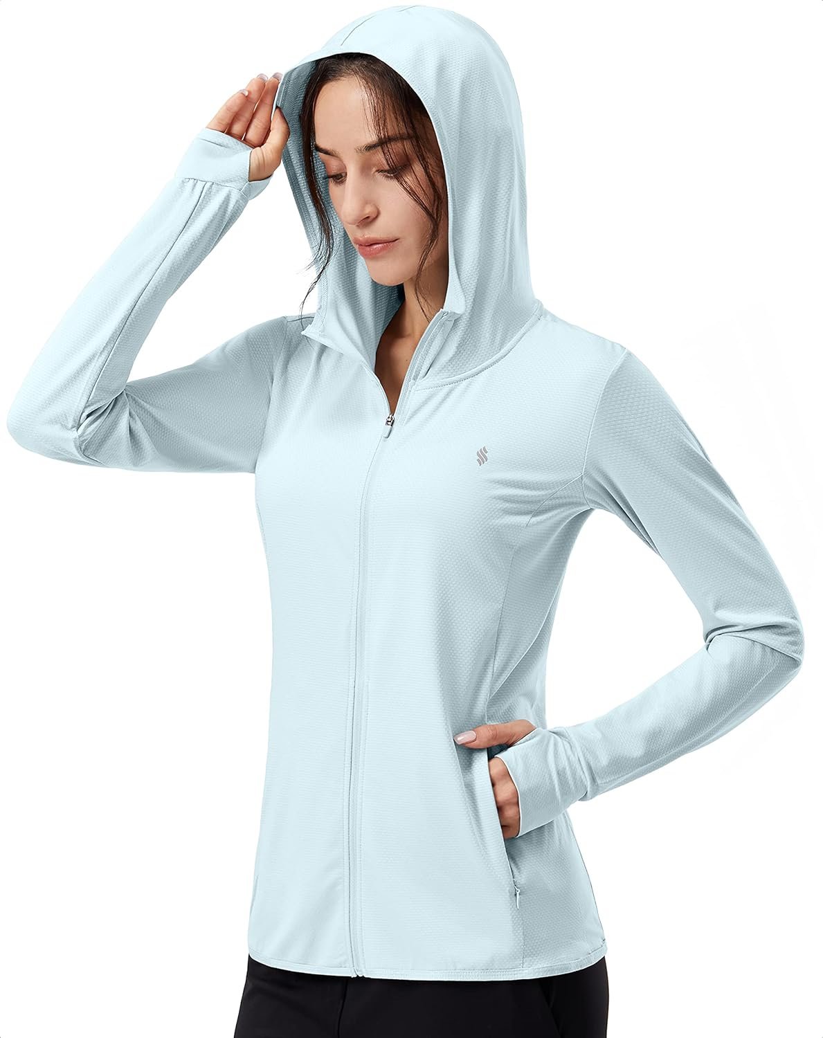Soothfeel Women’s UPF 50+ Sun Protection Hoodie Jacket Lightweight Long Sleeve Sun Shirt for Women with Pocket Hiking Outdoor