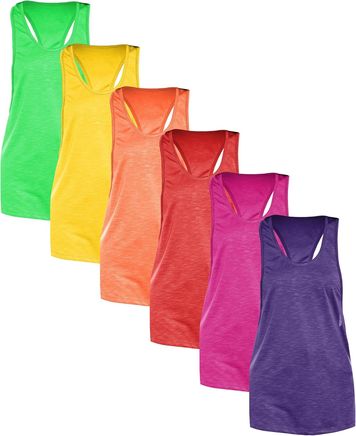 Sexy Basics Women’s Workout Racerback Tank Tops | Semi Sheer Slub Fabric | Wide Shoulder Hole Opening | Multi Packs & Colors