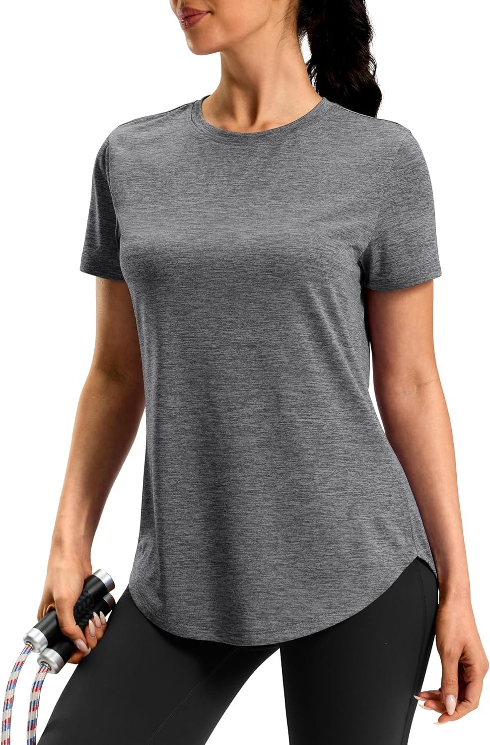 Women’s Workout Shirts Bum-Covering Length Lightweight Short Sleeve Dry Fit Athletic Hiking Running Summer Tops for Women
