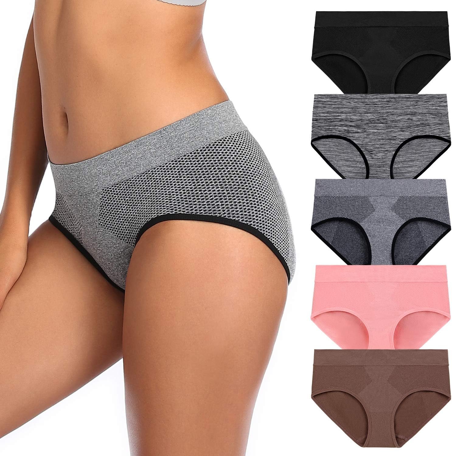 Womens Underwear, Breathable Wicking Underwear Sports Soft Tagless Briefs Comfortable Hipster Panties for Women