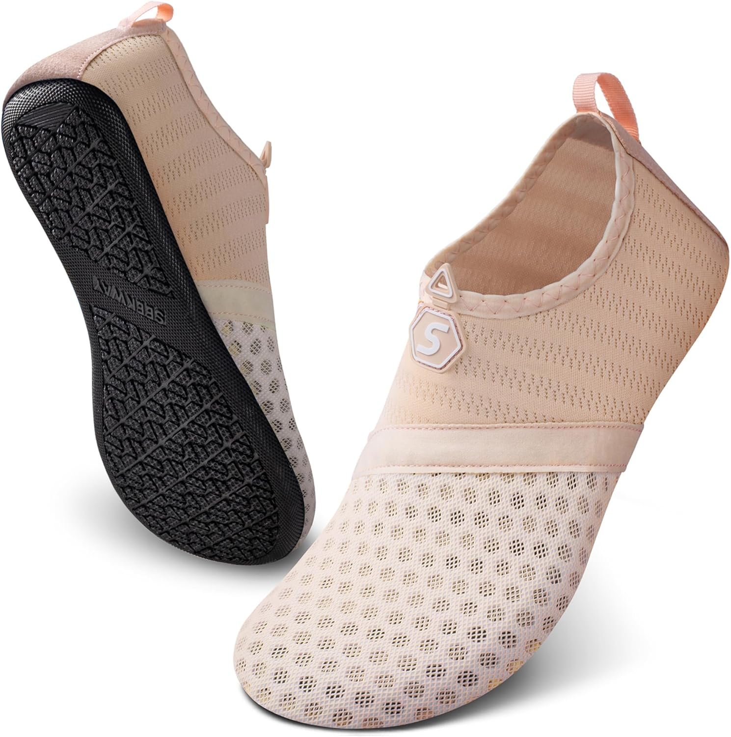 SEEKWAY Water Shoes Quick-Dry Aqua Socks Barefoot Slip-on for Beach Pool Swim River Yoga Lake Surf Women Men Black SK001