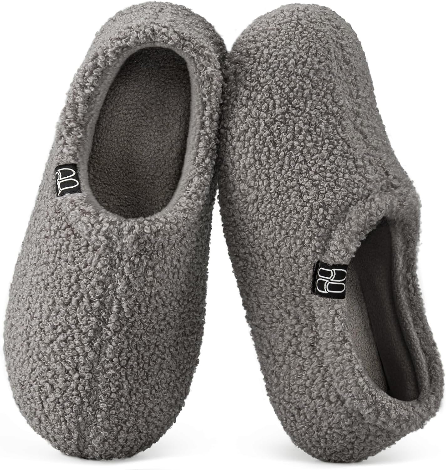 HomeTop Women’s Fuzzy Curly Fur Memory Foam Loafer Slippers with Polar Fleece Lining