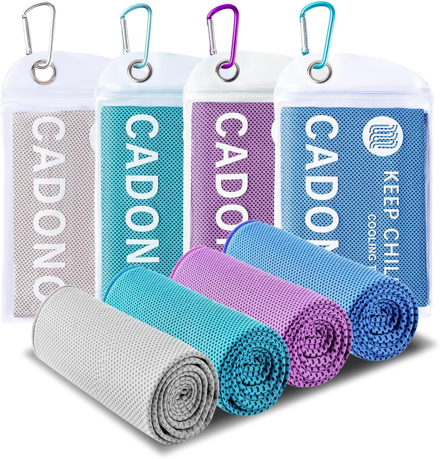 4 Pack Cooling Towel (40″x12″), Soft Breathable Chilly Towel, Ice Towel, Microfiber Towel for Yoga, Sport, Running, Workout,Gym, Camping, Fitness, Workout & More Activities(Multicolor)