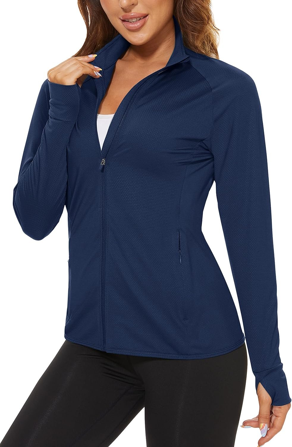 TACVASEN Women’s Athletic Jackets Lightweight UV Protection Shirts Full Zip Workout Jacket UPF 50+ Long Sleeve Sun Shirt