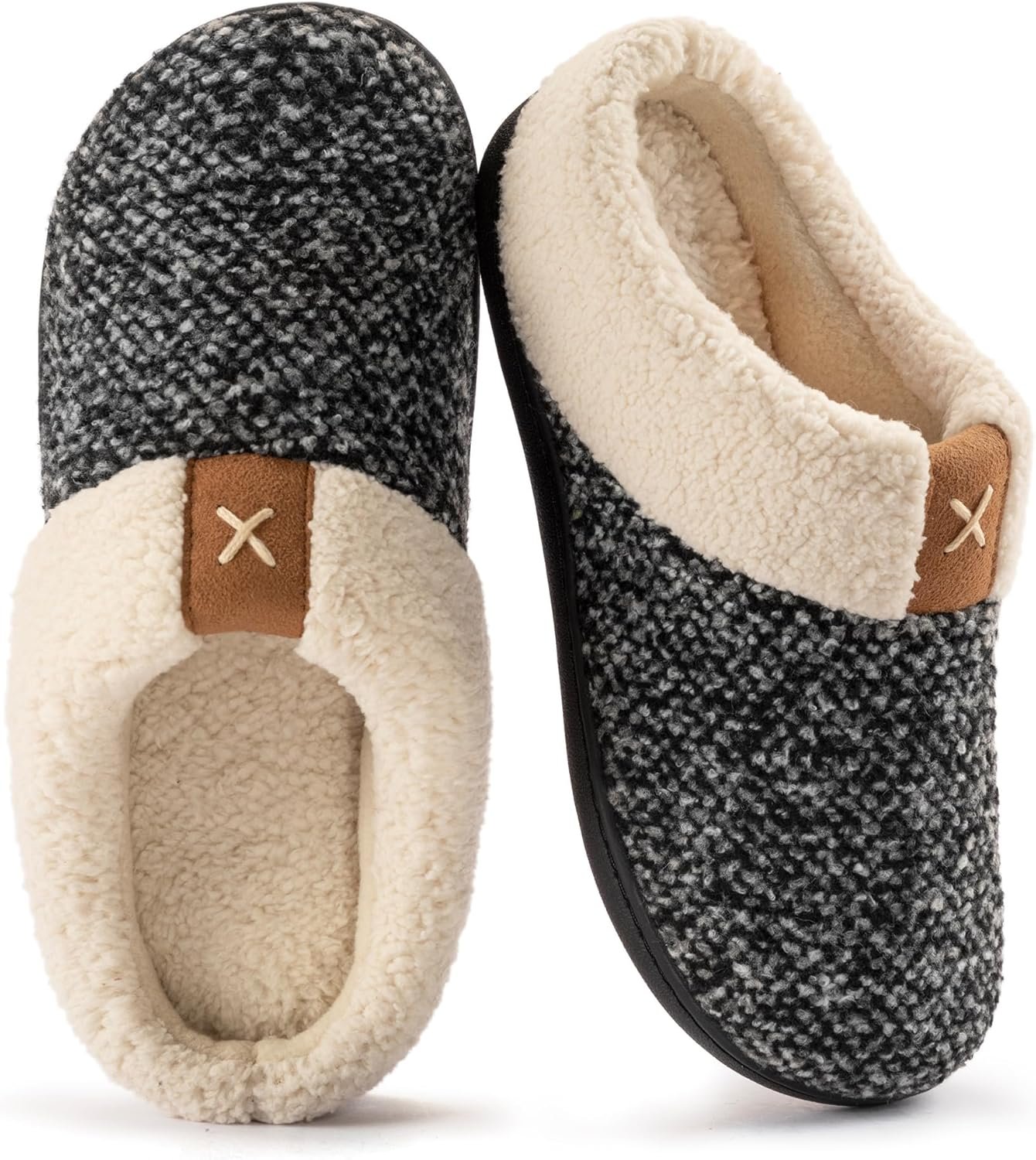 ULTRAIDEAS Women’s Indoor Bedroom Slipper with Memory Foam, Gift for Women, Wool-Like House Shoe with Anti-Skid Rubber Sole for Ladies
