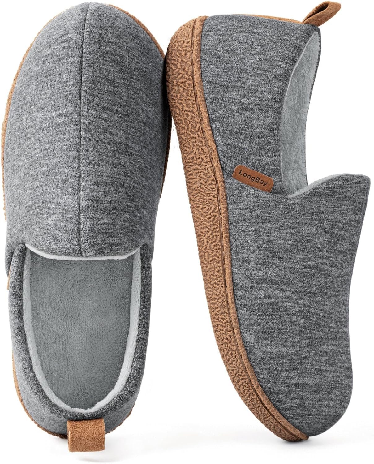LongBay Women’s Memory Foam House Shoes Cozy Brushed Jersey Slippers for Indoor Outdoor
