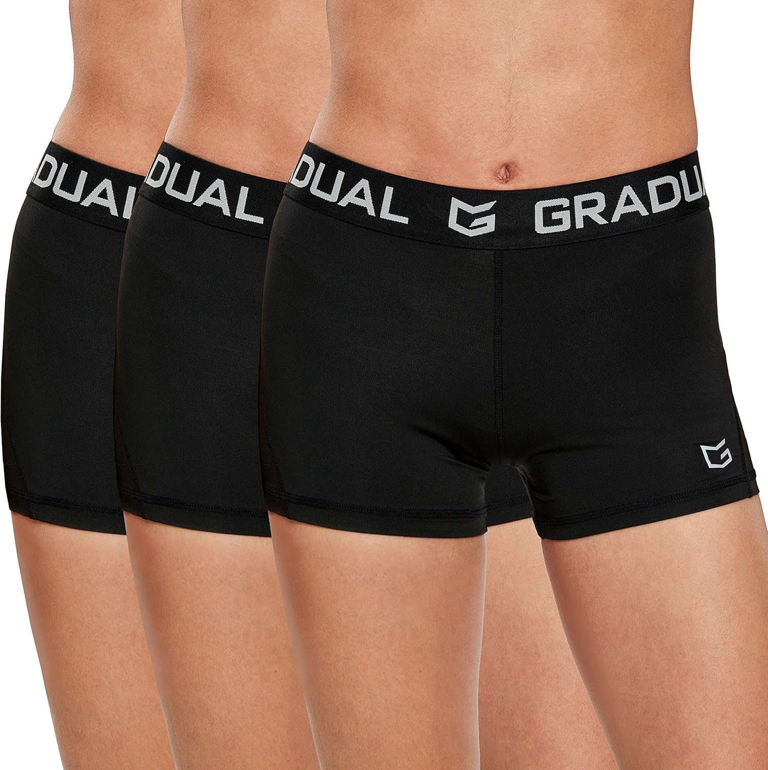 G Gradual Women’s Spandex Compression Volleyball Shorts 3″ /7″ Workout Pro Shorts for Women