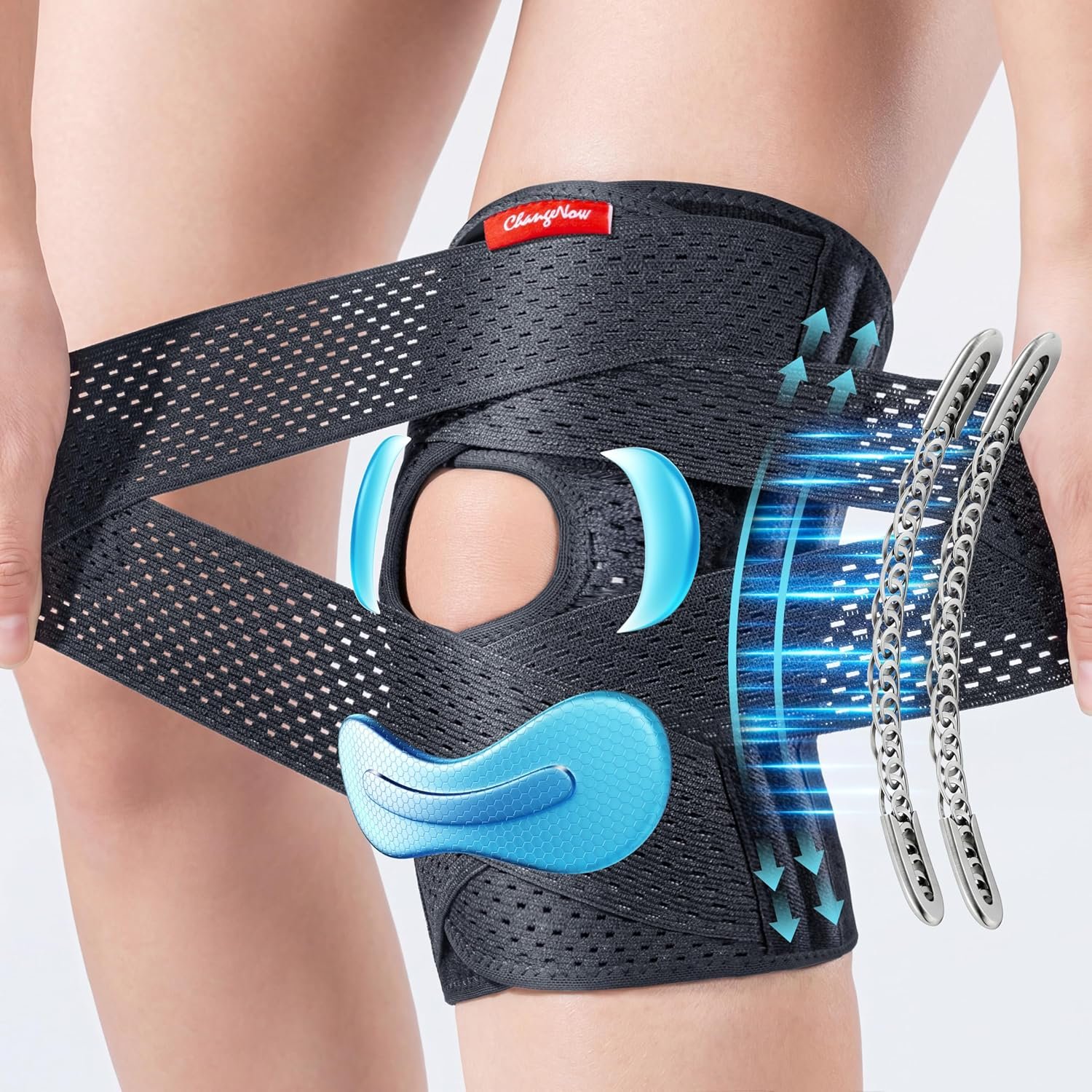 changenow Medical-Grade Knee Brace,Ultra Support & V-Straps,Knee Support for Men and Women, for Meniscus Tears, Breathable Knee Painwith Side Stabilisers, Arthritis, MCL and ACL Injuries