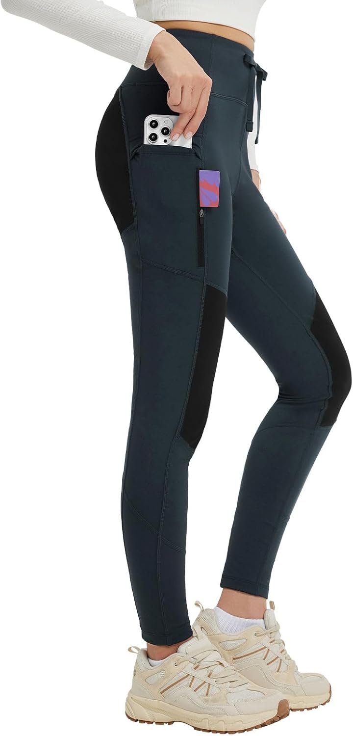 baleaf Women’s Fleece Lined Hiking Pants Ripstop Snow Water Resistant Leggings Zip Pockets Thermal Warm Winter Tights Gear