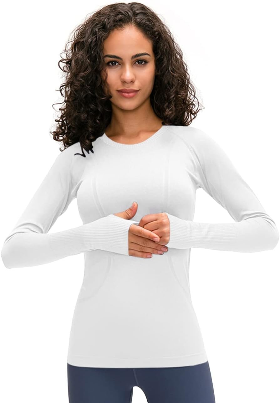 LUYAA Women’s Workout Tops Long Sleeve Shirts Yoga Sports Breathable Gym Athletic Top Slim Fit