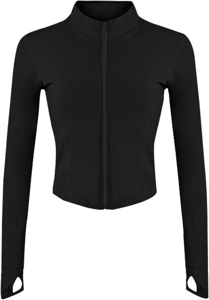 Gihuo Women’s Workout Jacket Lightweight Zip Up Athletic Cropped Running Jacket