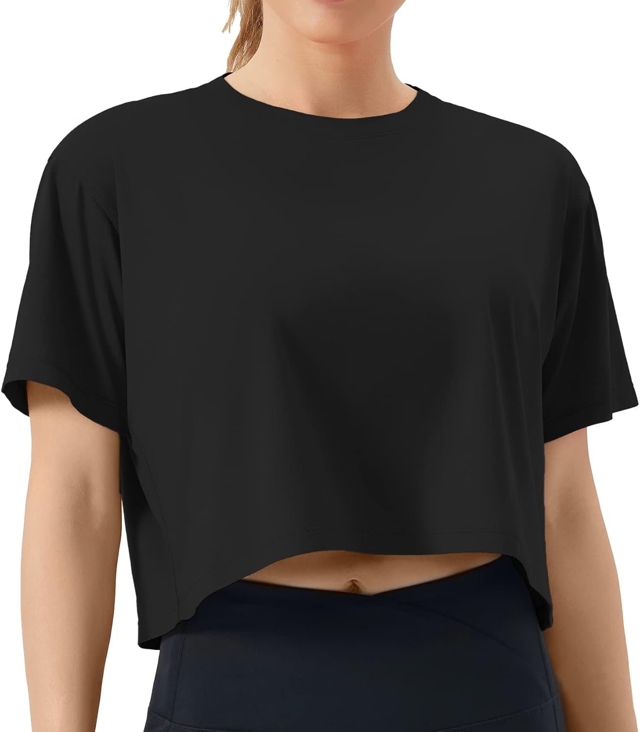 THE GYM PEOPLE Women’s Workout Crop Top T-Shirt Short Sleeve Boxy Yoga Running Cropped Basic Tee