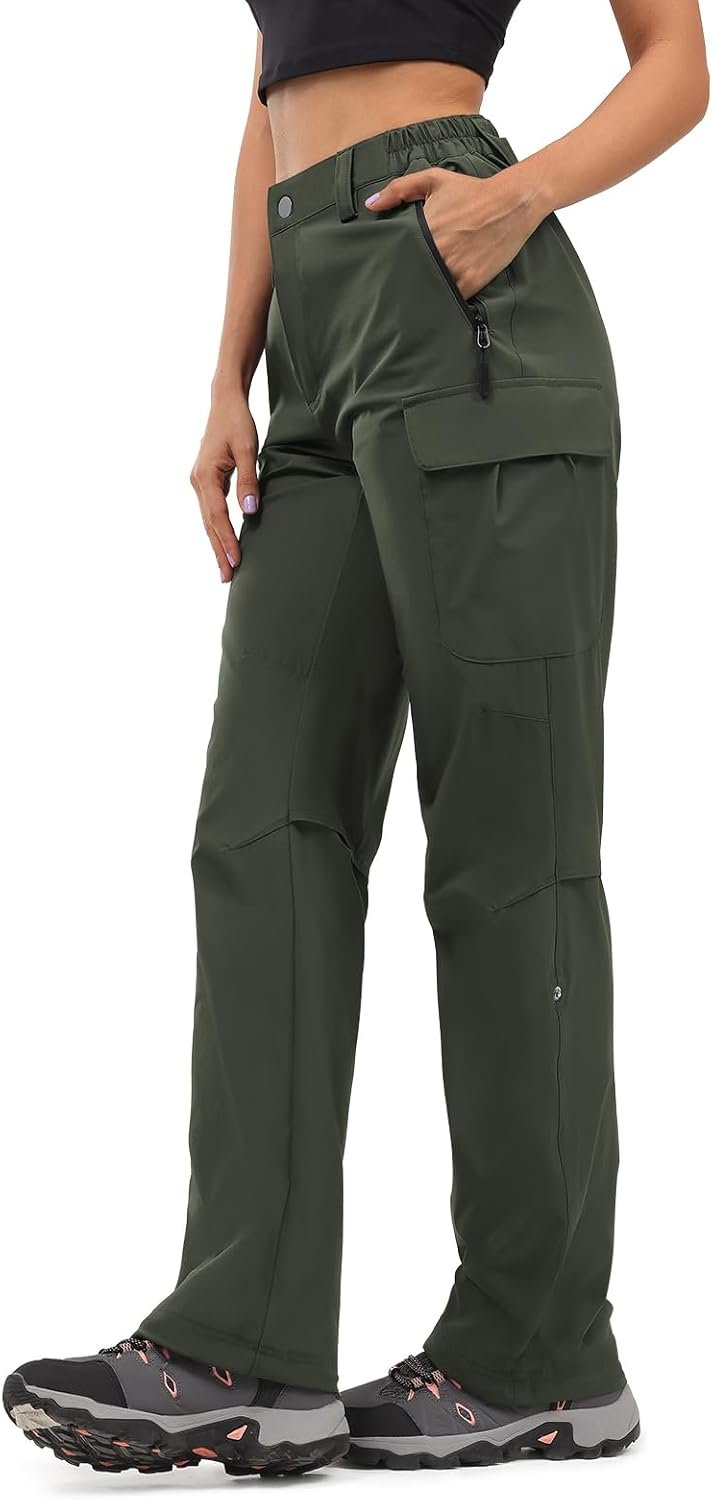 Moosehill Women’s-Hiking-Pants-Cargo-Quick-Dry-Stretch-Lightweight Work Outdoor Pants with 5 Deep Pockets