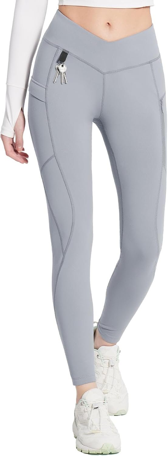 baleaf Women’s Fleece Lined Leggings Waterproof Hiking Petite Pants Zipper Pockets Winter Thermal Warm Cold Weather