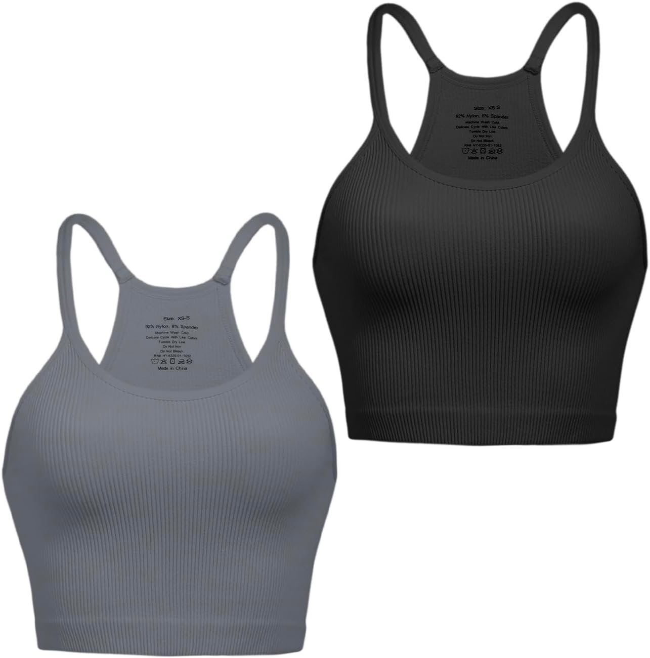 Crop Tank Tops for Women Ribbed Seamless Racerback Tank Top No Pad Camisole Tops for Yoga Gym Workout
