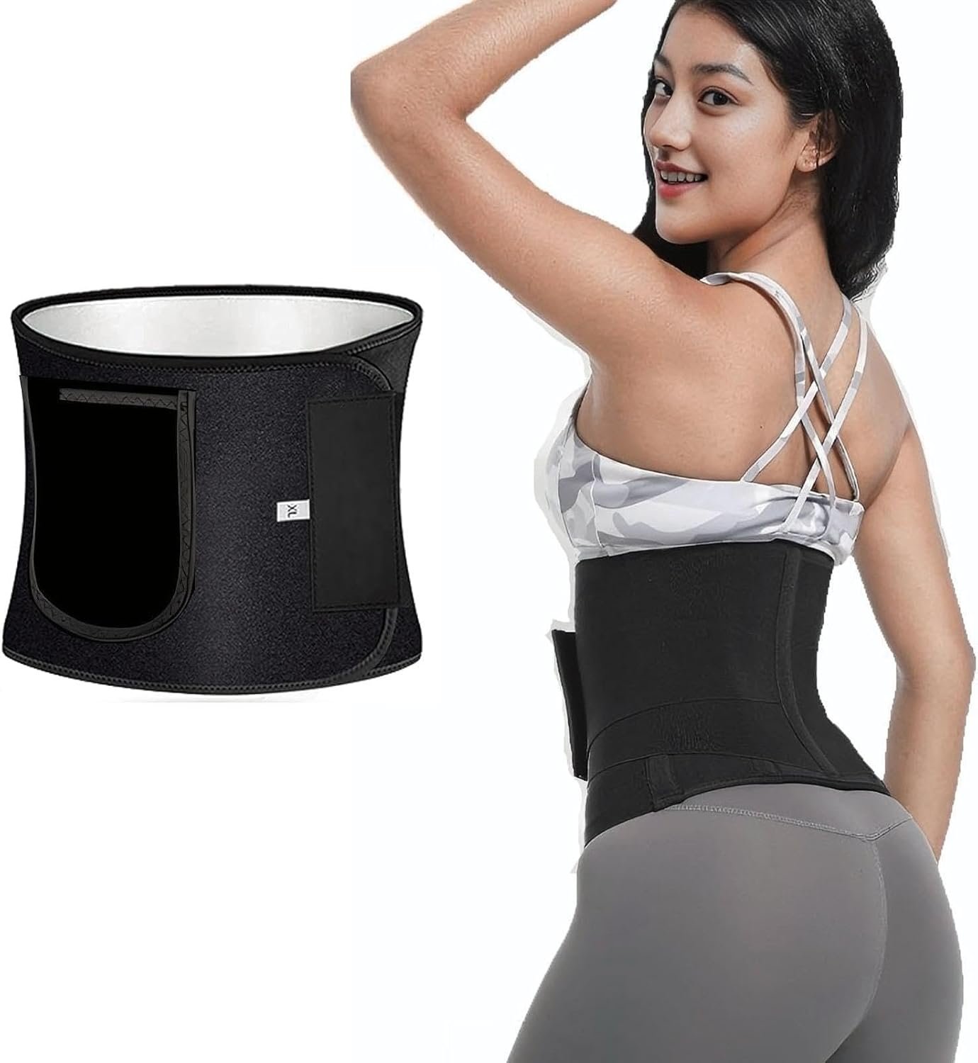 Waist Trainer for Women Lower Belly Fat, Elastic Sweat Band for Stomach Weight Loss, Waist Trimmer Better Heat Retention to Sweat More, Increase Core Stability for Workout Black