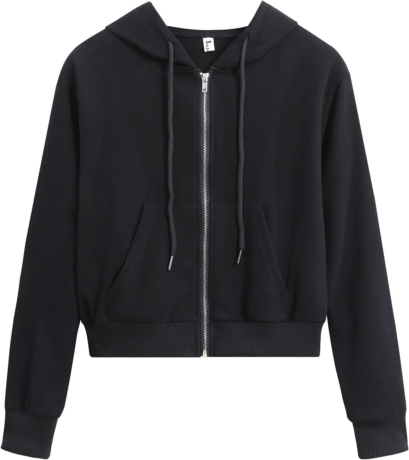 Women’s Cropped Zip Up Hoodie Casual Long Sleeve Workout Hooded Sweatshirt Coat