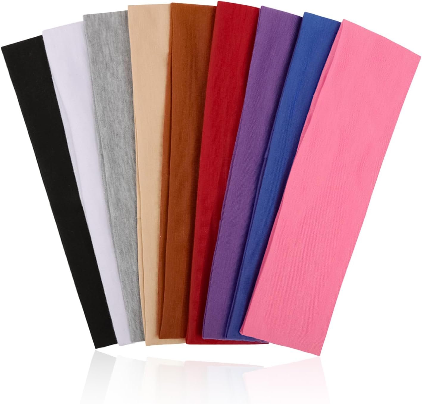 9Pcs Headbands for Women & Men, Non Slip Sweat Band Fashion Elastic Head Bands for Women’s Hair, Soft Hair Bands Cotton Cloth Stretchy Headband for Daily Workout Yoga Running Sports
