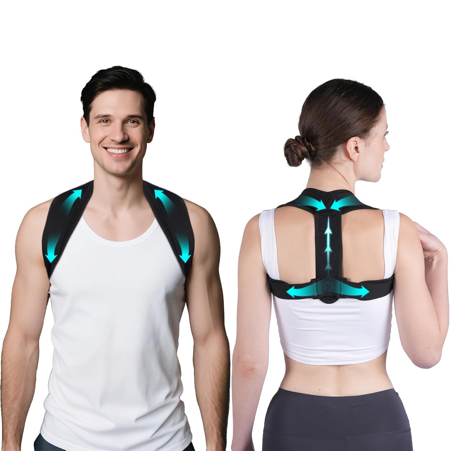 Posture Corrector for Women & Men – Adjustable Upper Back Brace Straightener Suitable for Lumbar, Shoulder, Neck, Scoliosis, Providing Comfortable Elastic Support and Pain Relief