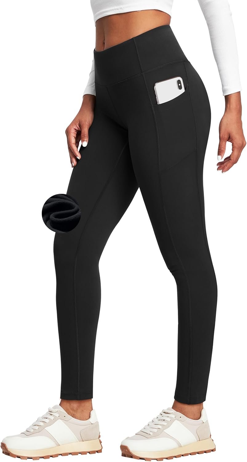 Heathyoga Fleece Lined Leggings with Pockets for Women Thermal Leggings Warm Leggings Women Winter High Waisted Yoga Pants